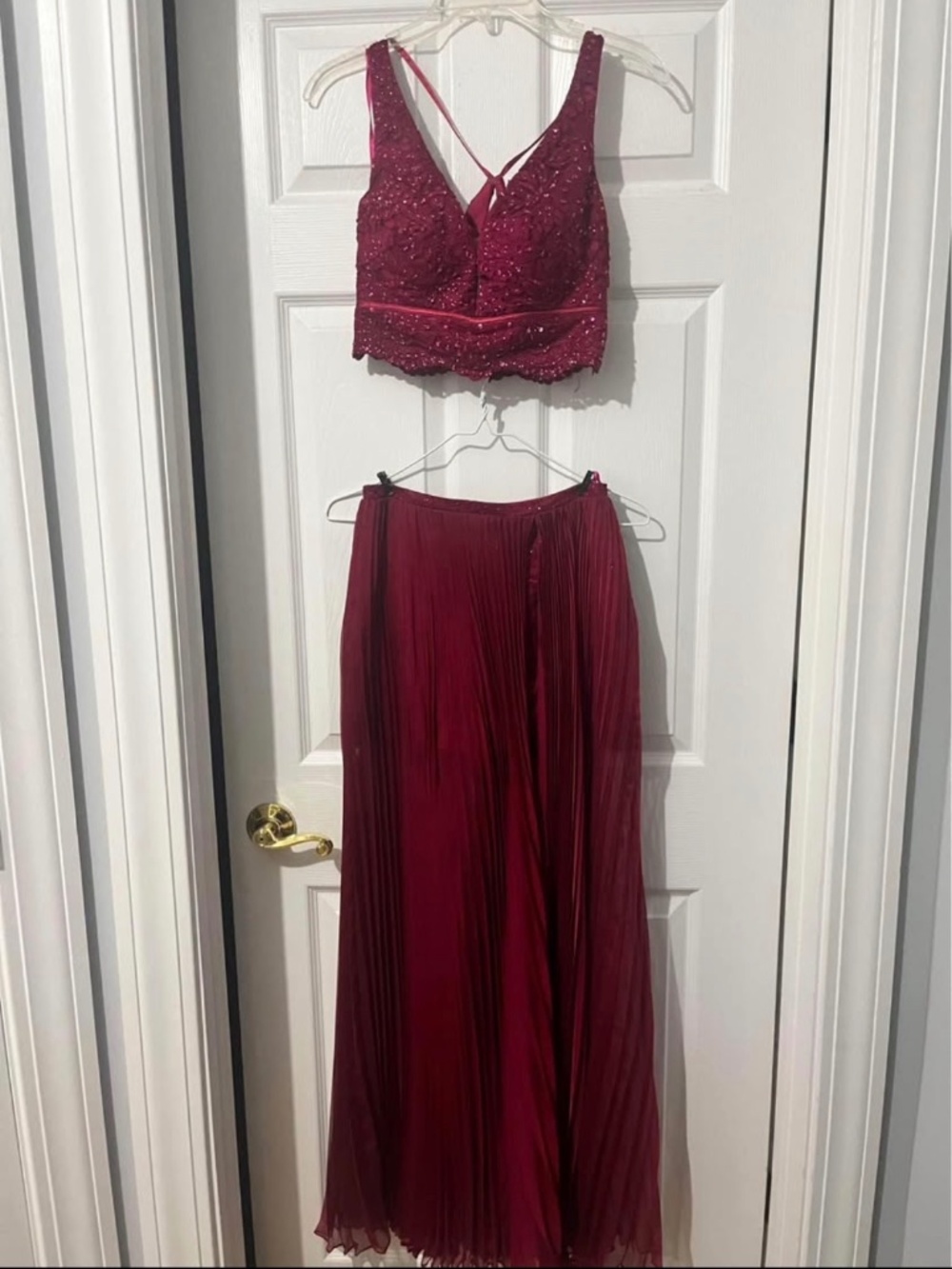 Maroon 2 piece formal dress